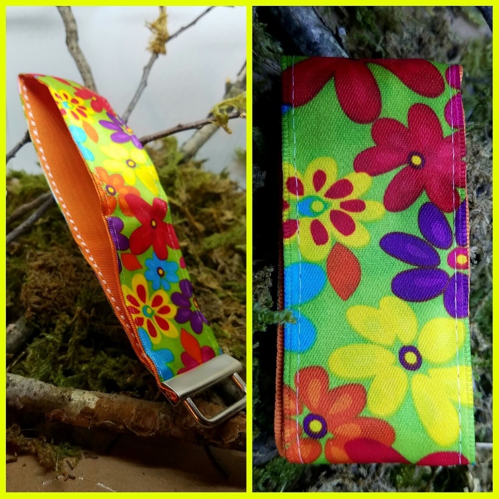 BUNDLE TO SAVE!  Orange Floral Ribbon Keychain